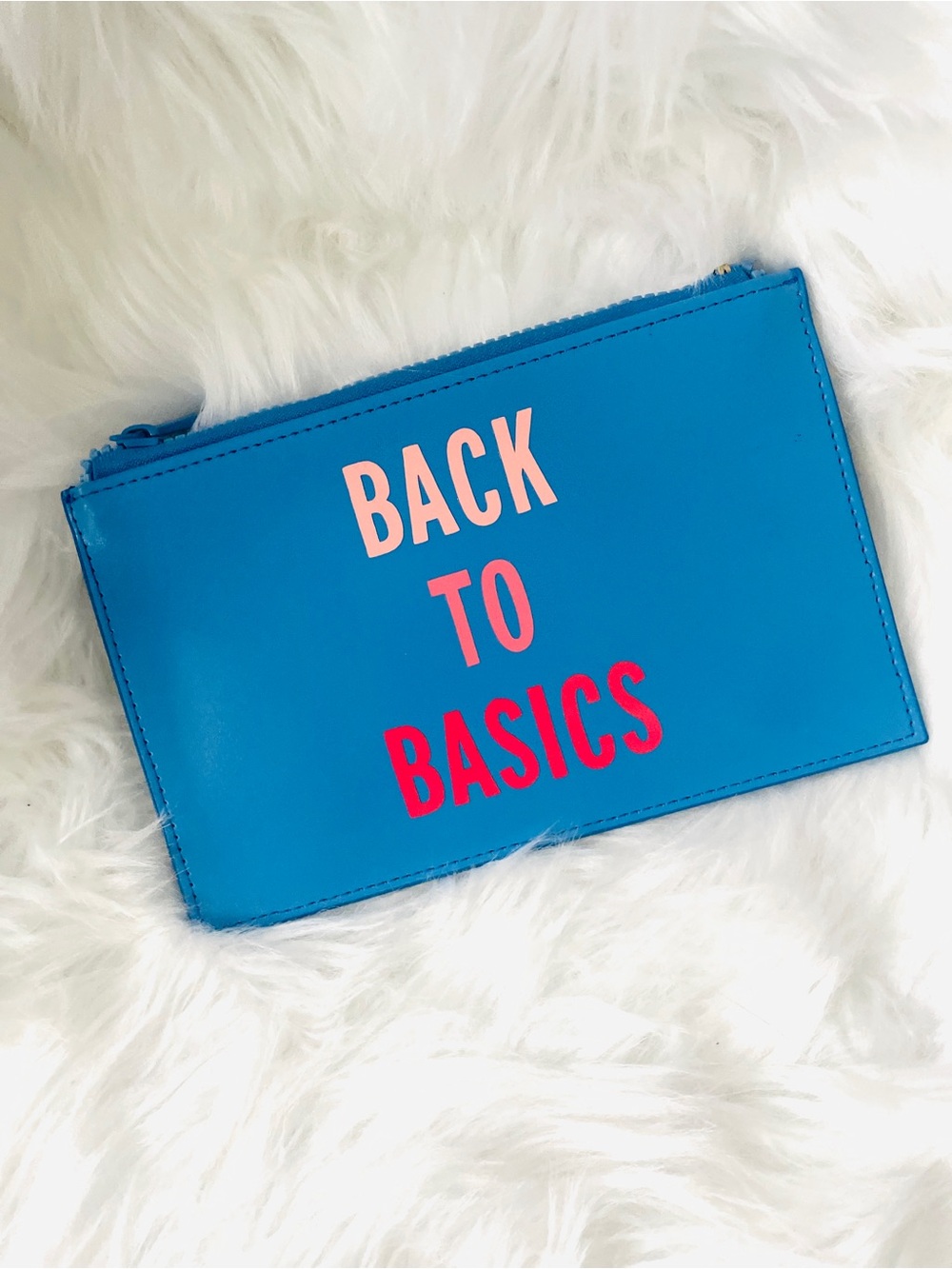 Kate Spade Back to Basics Blue Zip Pencil Pouch Case Desk Organization